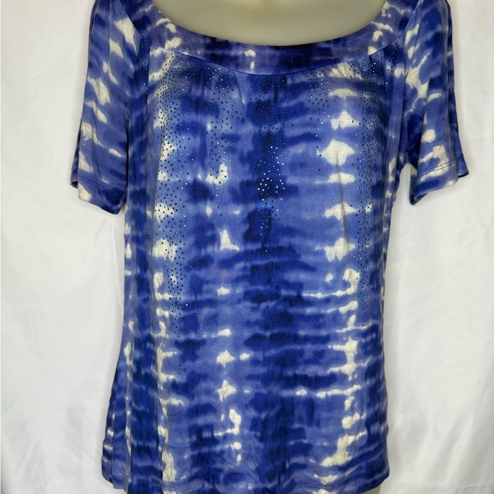 💫 St. John Knit Tie-Dye Top – Size M – Designer Comfort Meets Subtle Sparkle 💫
